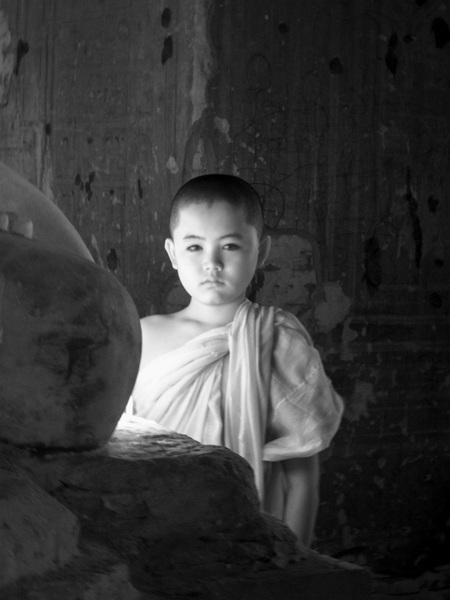 58- BW Young Monk Candlelight