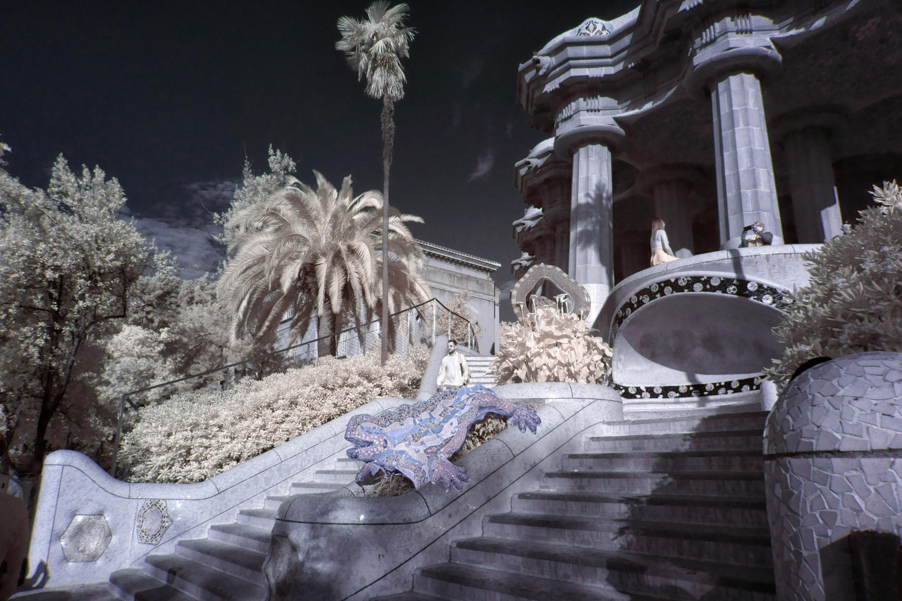 Park Guell Stairway with Gecko Infrared